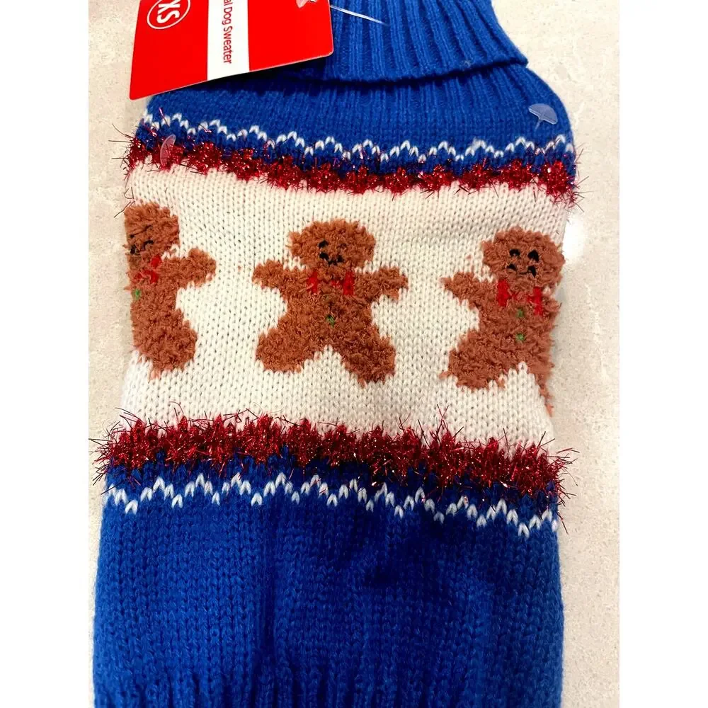 Pet Central puppy dog sweater XS knitted Lot 2 gingerbread snowflakes New w/ tag